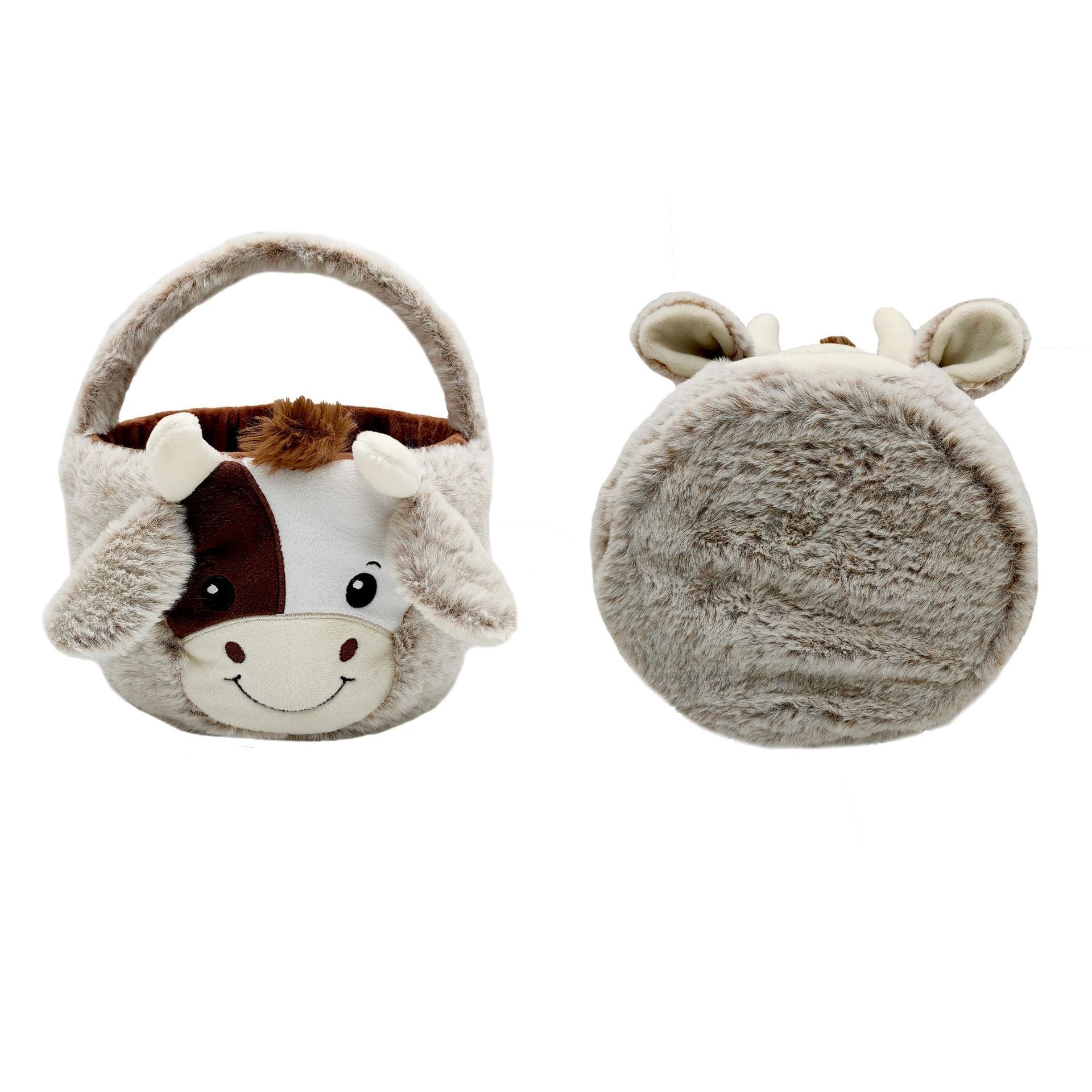 Juguete de la felpa de la cesta de la vaca de Pascua al por mayor